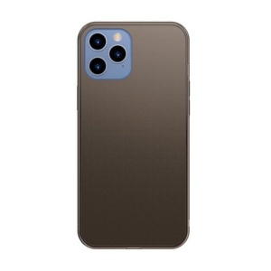 Husa iPhone 12 Pro Max -Baseus Frosted Glass Case cu margine flexibila -Neagra - Img 1