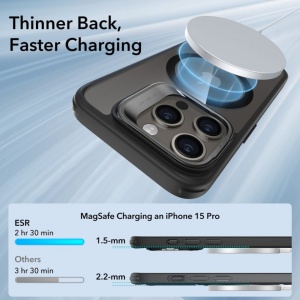 Husa iPhone 15 Pro Max Classic Kickstand Case cu MagSafe de la ESR - transparenta cu negru - Img 7