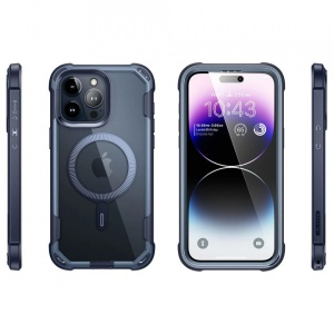 Husa iPhone 15 Pro Max i-Blason Ares Magsafe transparenta margini navy - Img 6