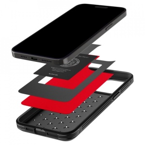 Husa iPhone 15 Pro Max Spigen Cryo Armor Neagra cu detalii rosii - Img 4