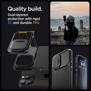 Husa iPhone 15 Pro Max Spigen Optik Armor Magsafe Neagra - Img 4