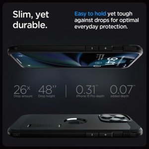 Husa iPhone 15 Pro Spigen Tough Armor Mag Magsafe neagra - Img 7