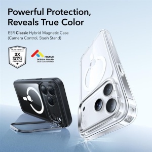 Husa iPhone 17 Pro Max Classic Hybrid HaloLock Kickstand cu MagSafe de la ESR transparenta / negru - Img 2