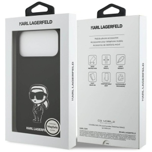 Husa iPhone 17 Pro Max Karl Lagerfeld Silicone Sketch & Logo Black Karl - Img 2