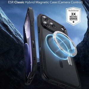 Husă iPhone 18 Pro ESR Classic Hybrid HaloLock Frosted Black - Img 2