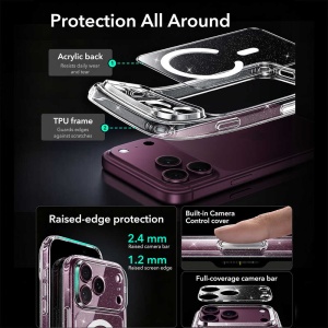 Husă iPhone 18 Pro Max - ESR Classic Hybrid HaloLock - Clear Shimmer - Img 3