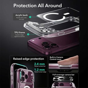 Husă iPhone 18 Pro Max - ESR Classic Hybrid HaloLock - Clear - Img 3