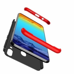 Husa Samsung Galaxy A40 -GKK 360 Front and Back Case Full Body Cover- Negru cu Rosu - Img 4