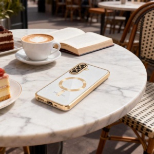 Husa Samsung Galaxy A57 Magsafe Luxury Crystal transparenta / auriu - Img 4