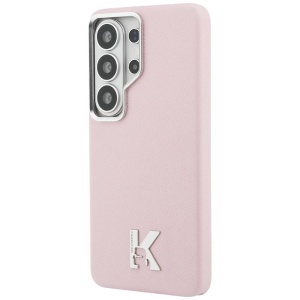 Husa Samsung Galaxy S26 Ultra Karl Lagerfeld Wrapped Grained Leather with K Head Logo MagSafe roz - Img 4