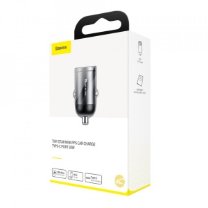 Incarcator auto Baseus Tiny Star Mini cu incarcare rapida USB Port tip C 30W-gri - Img 3