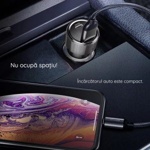 Incarcator auto telefon Techsuit 2 porturi USB-A si USB type C, 38W - Img 8