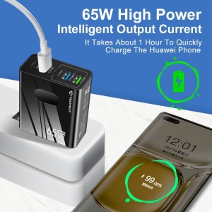 Incarcator telefon cu incarcare rapida 65W + cablu tip C Techsuit PentaXPower (CHC1) negru - Img 7