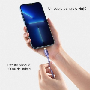 Cablu de date Type-C to Lightning, 20W, 1.2m, negru- Baseus Crystal Shine - Img 5