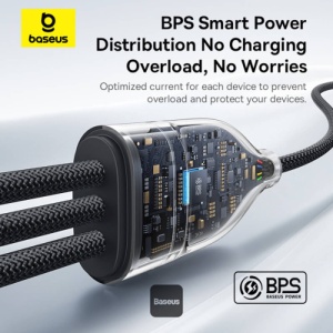 Cablu de date USB tip C , USB-C la 3x Type-C , fast charge PD100W, 480Mbps, 1.5m Baseus - Img 5