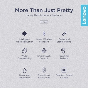 Casti Bluetooth 5.0 TWS Lenovo HT38 - albe - Img 5