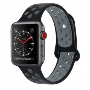 Curea Apple Watch 1 42 MM-Tech Protect Softband-Black/Gray - Img 1