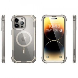 Husa iPhone 15 Pro Max i-Blason Ares Magsafe transparenta margini gri - Img 5