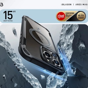 Husa iPhone 15 Pro Max i-Blason Ares Magsafe transparenta margini negre - Img 4