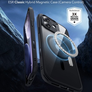 Husa iPhone 17 Classic Hybrid HaloLock cu MagSafe de la ESR transparenta / negru - Img 3