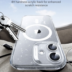 Husa iPhone 17 Classic Hybrid HaloLock cu MagSafe de la ESR transparenta / glitter - Img 5
