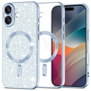 Husa iPhone 17 Luxury Glitter MagSafe Light Blue