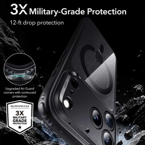 Husă iPhone 18 Pro Max - ESR Classic Hybrid HaloLock - Clear Black - Img 4
