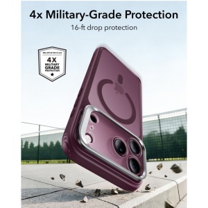 Husă iPhone 18 Pro Max - ESR Classic Hybrid HaloLock Kickstand - Frosted Deep Burgundy - Img 4