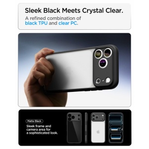 Husă iPhone 18 Pro Max transparentă Spigen Ultra Hybrid - Matte Black - Img 7