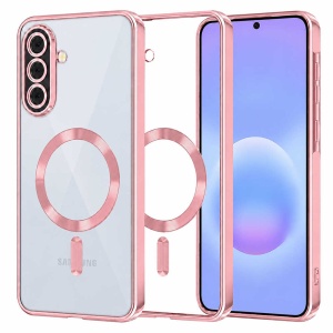 Husa Samsung Galaxy A57 Magsafe Luxury Crystal transparenta / roz