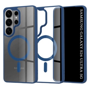 Husa Samsung Galaxy S26 Ultra Magsafe Pro transparenta margini albastre