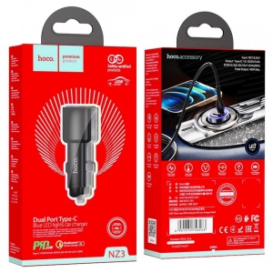 Incarcator auto telefon Hoco NZ3 2xUSB Type-C, QC 3.0,PD 40W, 3A - Img 5