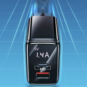 Incarcator telefon priza Usams T40 cu display LED, Fast charge 20W Negru - Img 2