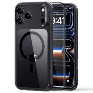 Pachet 360° iPhone 18 Pro ESR Classic Hybrid HaloLock Clear Black + Folie