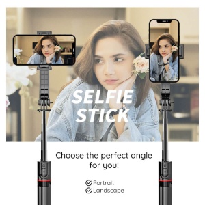Selfie Stick cu telecomandă Bluetooth si trepied telescopic 113 cm Negru
