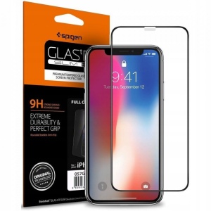 Sticla securizata Iphone XR -Spigen Glass FC-margine neagra - Img 1