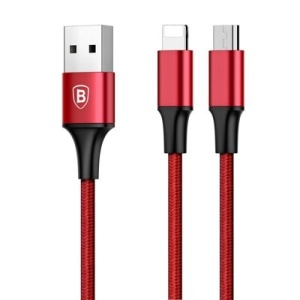 Cablu de date 2 in 1 Baseus Rapid Lightning / micro USB 1.2 M Rosu - Img 3
