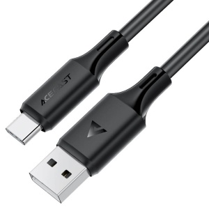 Cablu de Date Acefast C17-04 USB – Type-C, Încărcare Rapidă 3A, Silicon Flexibil, 1.2 m, Negru