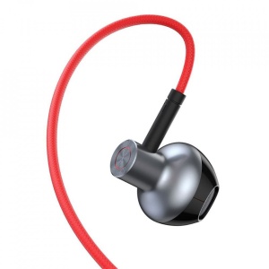 Casti audio in ear cu fir ,microfon Baseus Encok H19 -1.2 m rosii - Img 2