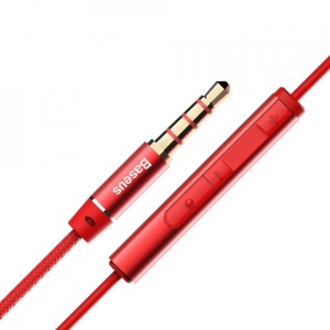 Casti cu fir, in ear, conector jack si microfon Baseus Encok H6- culoare rosie - Img 2
