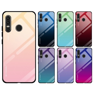 Husa Huawei P30 Lite -Gradient Glass Durable Cover din sticla securizata 9H-Roz - Img 2