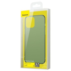 Husa iPhone 12 Pro Max -Baseus Frosted Glass Case cu margine flexibila -Dark Green - Img 3