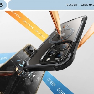 Husa iPhone 15 Pro Max i-Blason Ares Magsafe transparenta margini negre - Img 5