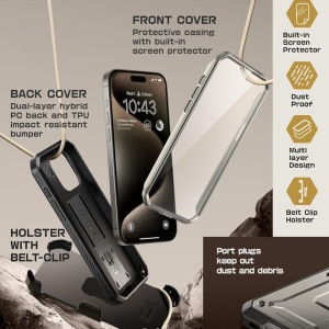 Husa iPhone 15 Pro Supcase Unicorn Beetle Pro -Titan Gray - Img 2