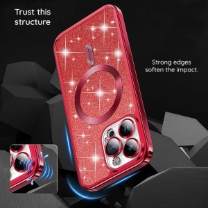Husa iPhone 16 Pro Max Luxury Glitter MagSafe albastru deschis - Img 6