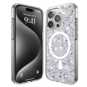 Husa iPhone 16 Pro Max Sparkly Glitter MagSafe White - Img 1