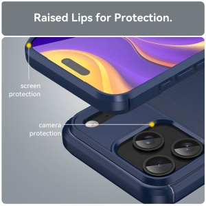 Husa iPhone 17 Pro Max Carbon Series albastru inchis - Img 4