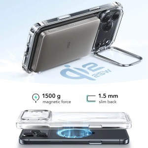 Husa iPhone 17 Pro Max Classic Hybrid HaloLock Kickstand transparenta - Img 4