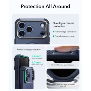 Husă iPhone 18 Pro Max - ESR Cyber Armor Kickstand - Blue - Img 5