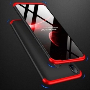 Husa Samsung Galaxy A40 -GKK 360 Front and Back Case Full Body Cover- Negru cu Rosu - Img 6